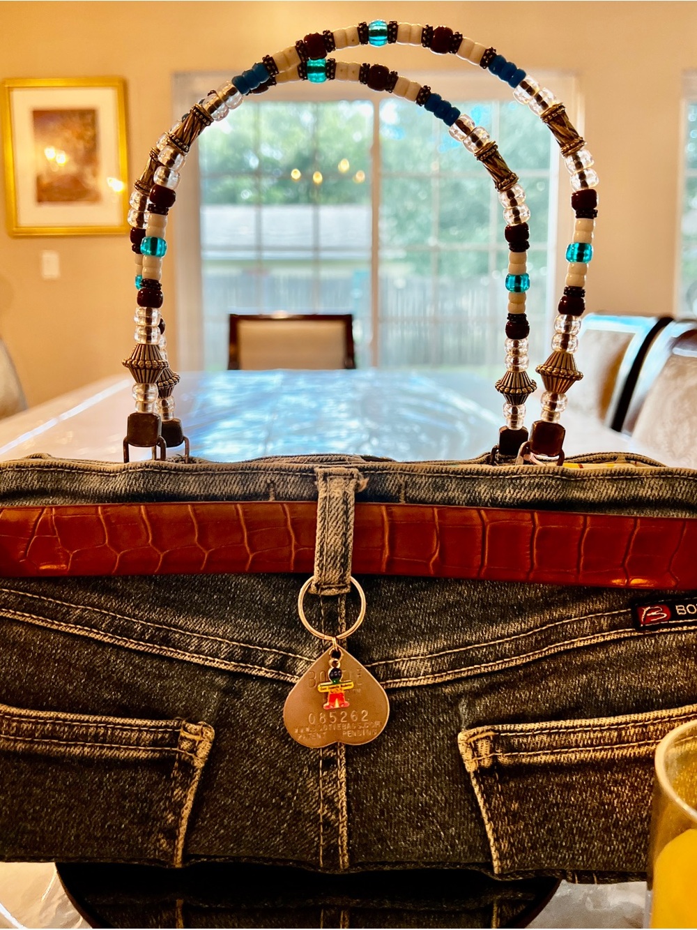 Original Bootie Bags Handmade Denim Western Purse Beaded Handles Rare - Picture 3 of 17